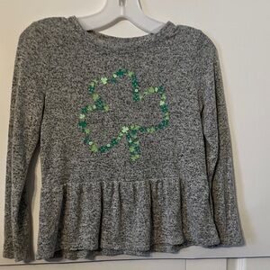Cat & Jack Heather Gray Long Sleeve with Green Shamrock